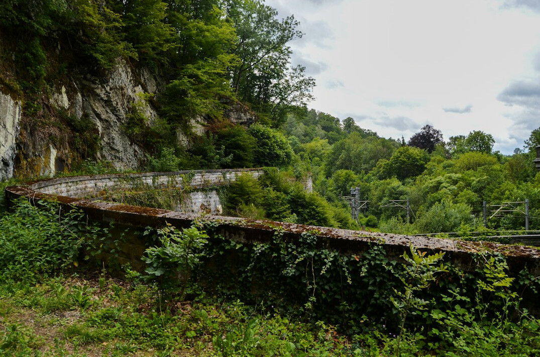 Abandoned railway station platform in the Uruguayan countryside