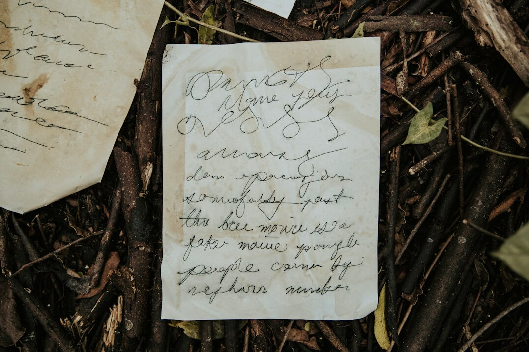 old handwritten note